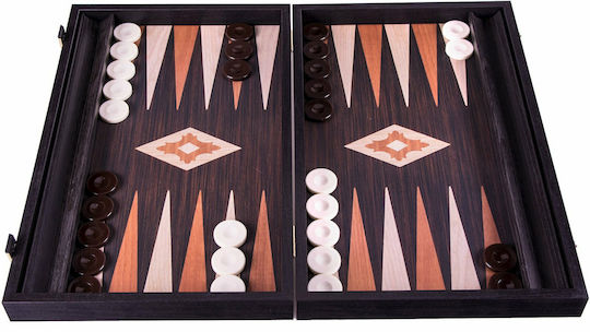 Manopoulos Wenge Replica Handmade Backgammon Wooden with Checkers 48x48cm