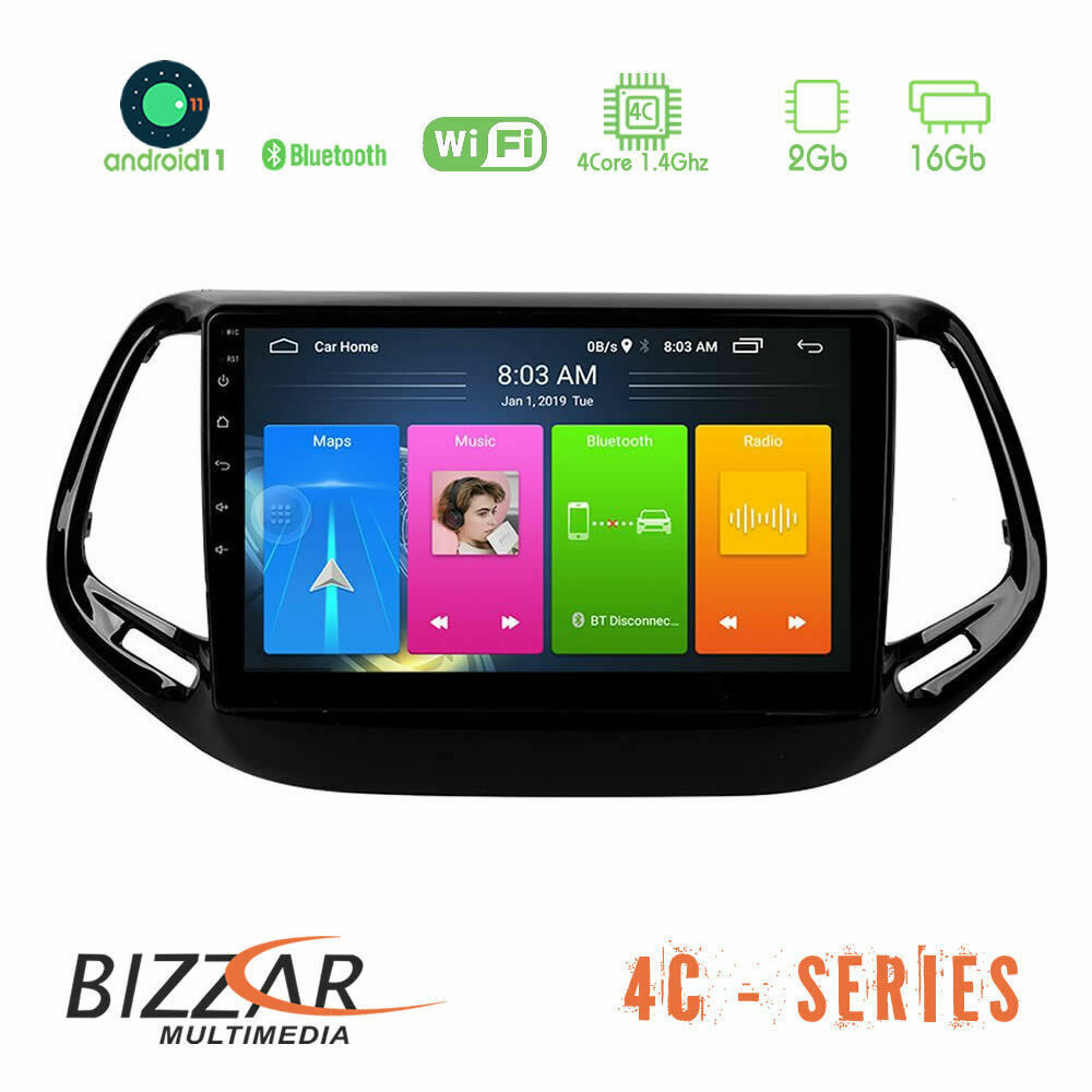 Bizzar Ηχοσύστημα Αυτοκινήτου για Jeep Compass 2017+ (Bluetooth/USB