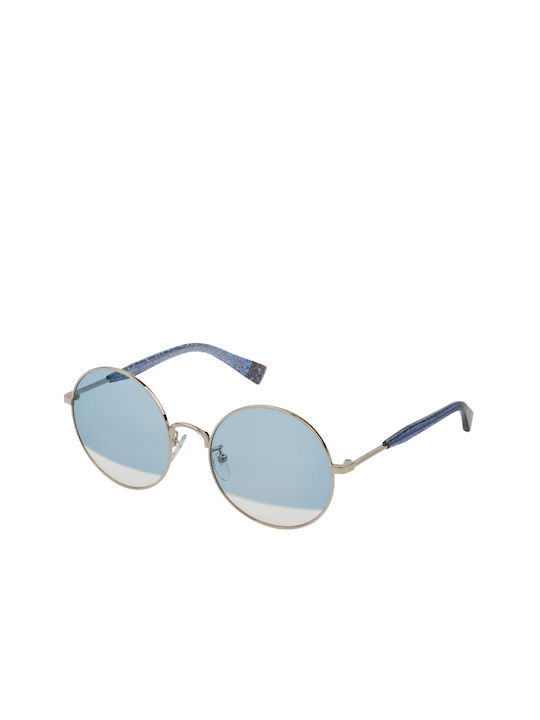 Furla Women's Sunglasses with Gold Metal Frame and Light Blue Lens SFU235-560594