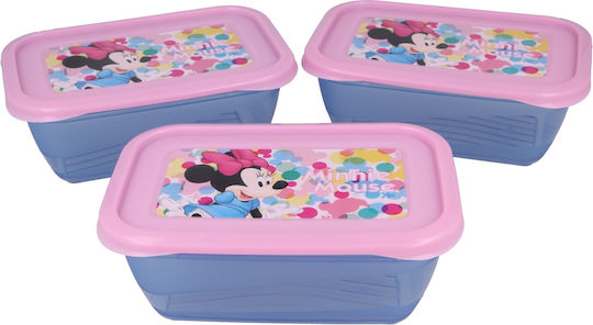 Stor Set de mâncare pentru copii din plastic Minnie Roz