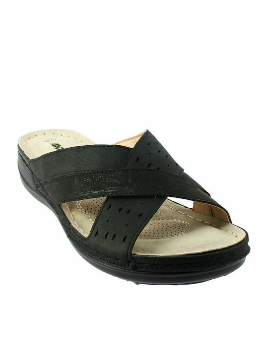 Danai Anatomische Damenplattformen in Stil Pantoffeln Schwarze
