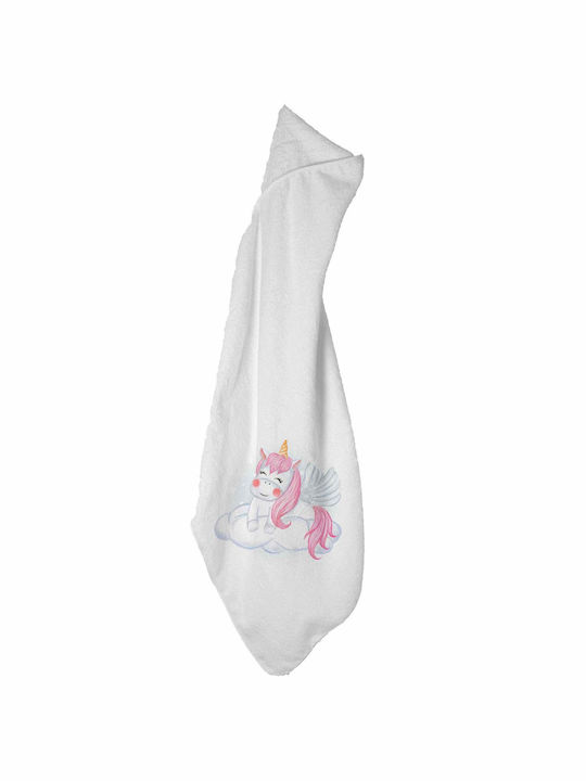 Bonjour Bebe Hooded Baby Bath Towel Unicorn White