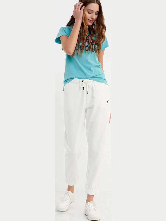 Funky Buddha Παντελόνι Φόρμας με Λάστιχο Off White