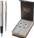 Parker Jotter Pen Set Ballpoint with Quill Silver in a case