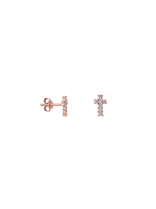 9K Pink gold earrings "Holy Cross"