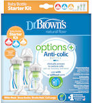 Dr. Brown's Σετ Πλαστικά Μπιμπερό Options+ Baby Bottle Starter Kit Κατά των Κολικών με Θηλή Σιλικόνης 270ml για 0+ μηνών 12τμχ