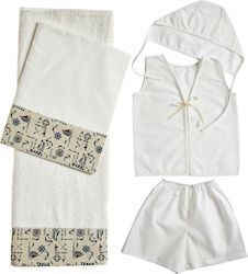 Nuova Vita Christening Oilcloths Set White-Beige with Navy Theme 5pcs