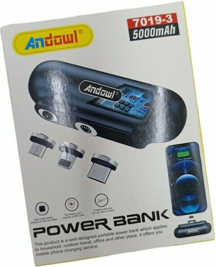 Andowl Mini 7019-3 Power Bank 5000mAh Μαύρο