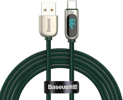 Baseus Display Braided USB 2.0 Cable USB-C male - USB-A male 66W Green 1m (CASX020006)