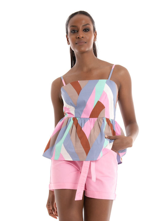 Vero Moda Women's Summer Blouse Cotton with Straps Prism Pink