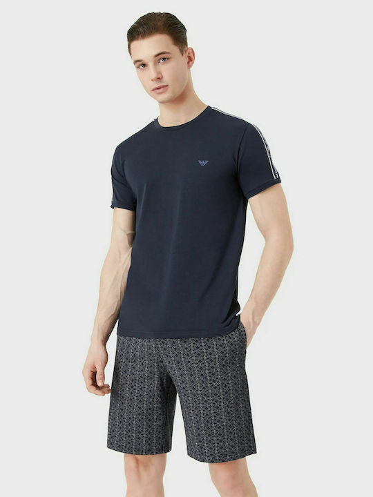 Emporio Armani De vară Pijama de bărbați Rashguard Din bumbac Albastru marin