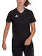 Adidas Entrada 22 Damen Sportlich T-shirt mit V-Ausschnitt Schwarz