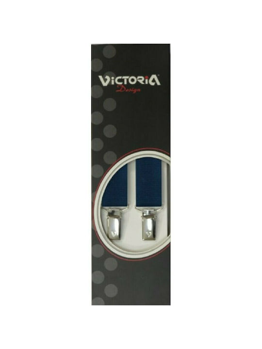Hosenträger VICTORIA einfarbig 2,5 cm 62025 mit 4 blauen Clips