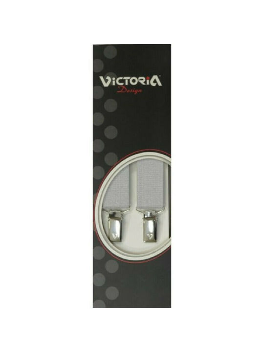 Hosenträger VICTORIA einfarbig 2,5 cm 62025 mit 4 Clips grau wenn