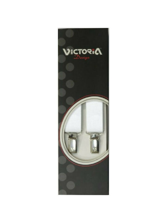 Hosenträger VICTORIA einfarbig 2,5 cm 62025 mit 4 Clips weiß