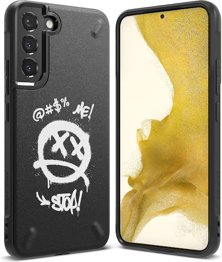 Ringke Onyx Design Back Cover Σιλικόνης με Λουράκι Σετ με Τζαμάκι Graffiti Μαύρο (Galaxy S22+ 5G)