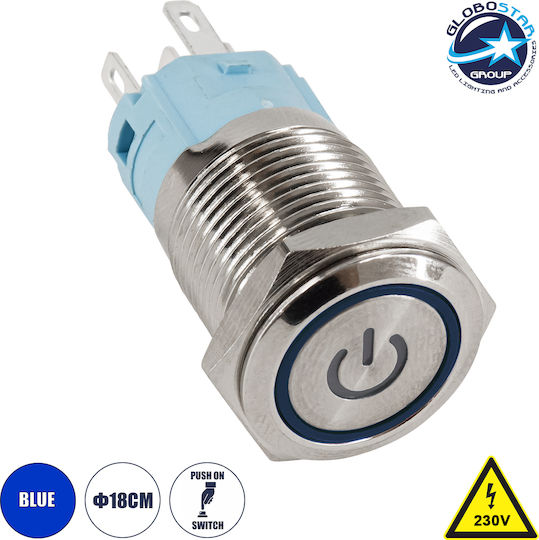 GloboStar On-Off switch Pushbutton with Lighting Blue 1pcs