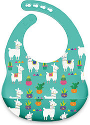 Babyllama Waterproof Bib Silicone with Button & Pocket Green