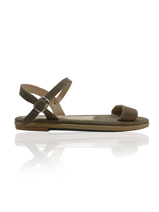 Women's leather sandals in cigar color