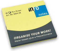 Info Notes Post-it Notes Pad Cube 80 Sheets Yellow 7.5x7.5cm