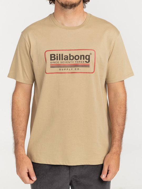 Billabong Pacifico Ανδρικό T-shirt Μπεζ με Λογότυπο
