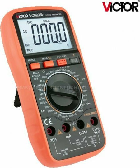 Victor-Multimeter True Rms Vc 9807A Дигитален мултиметър Верен RMS с бузер с измерване на AC / DC / Съпротивление