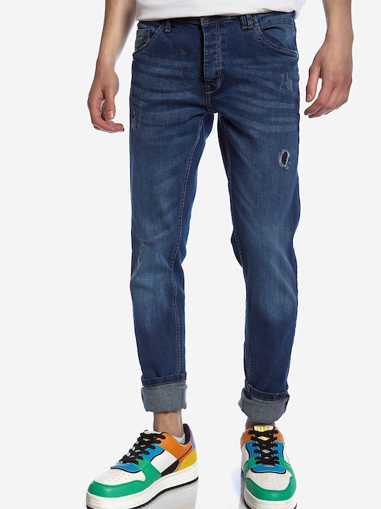Herren Jeanshosen Elastisches Slim Fit Blau