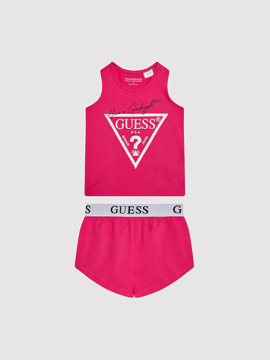 Guess Set Top & Bottom Kids Summer Pyjamas Fuchsia