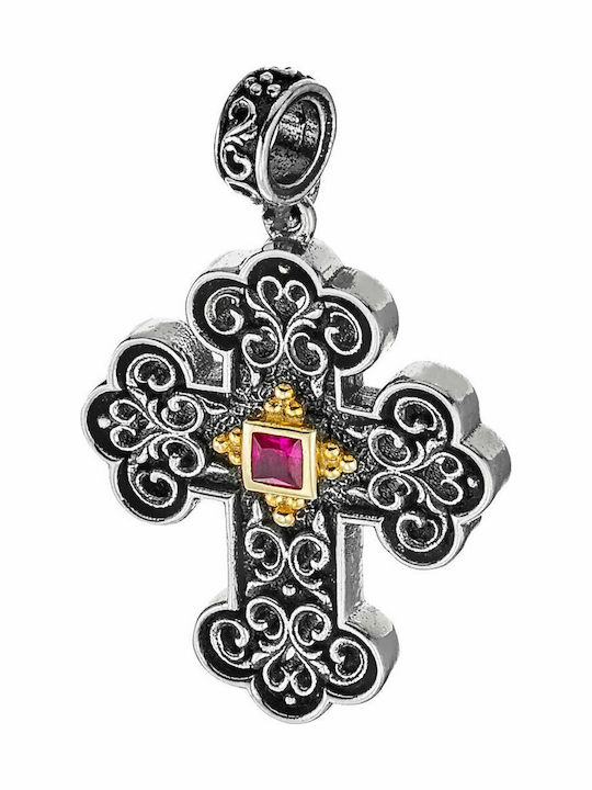 Schwarz Byzantinisch Kreuz aus Silber