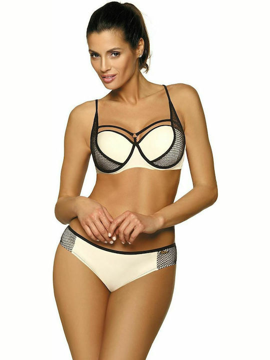 Marko Underwire Bikini Set Bra & Slip Bottom with Adjustable Straps Ecru