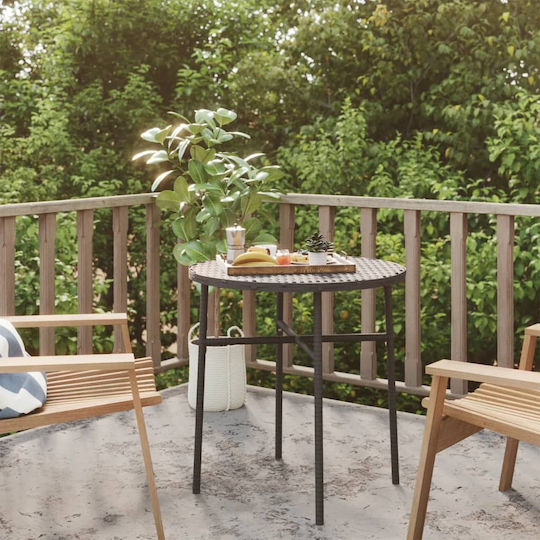 Sitting Room Outdoor Free Standing Table with Rattan Surface and Metal Frame Black 45x45x45cm