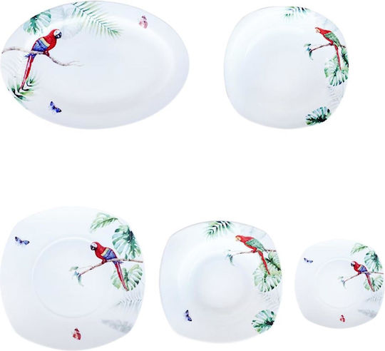 Artekko Parrot Alb Porțelan Set de Vase 20buc