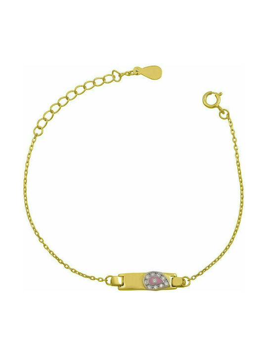 Mertzios.gr Kids Bracelet ID from Gold-plated Silver with Evil Eye