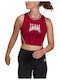 Adidas Women's Athletic Cotton Blouse Sleeveless Red