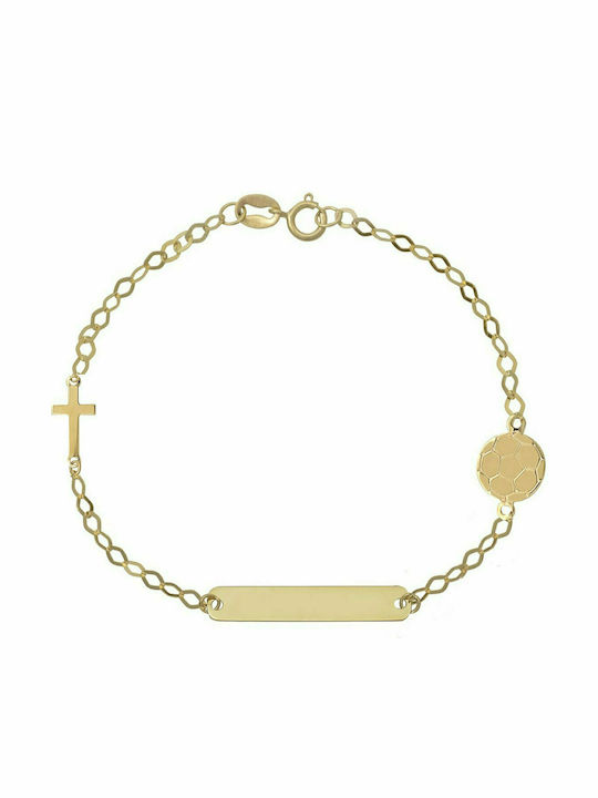 Filva Oro Brățară Copii Identitate din Aur 14K cu Σταυρό