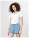 4F Women's Polo Blouse Short Sleeve White