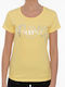 Russell Athletic Γυναικείο T-shirt Κίτρινο με Στάμπα