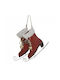 Hängendes Ornament Schlittschuh Metallisch Rot 12x12cm Set 2Stück
