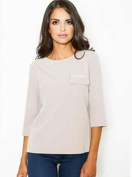 Figl Damen Bluse mit 3/4 Ärmel Beige