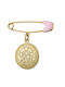 Oxzen Child Safety Pin Constantinato made of Gold Plated Silver with Constantinato for Girl