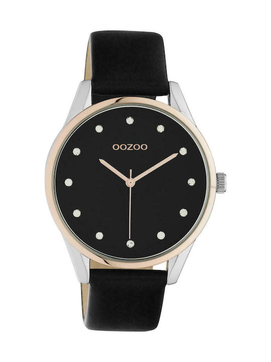 Oozoo Timepieces Ρολόι με Μαύρο Δερμάτινο Λουράκι