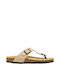 Plakton Leather Women's Flat Sandals Anatomic Nocciola