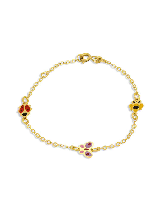 14K Gold children's bracelet with animals