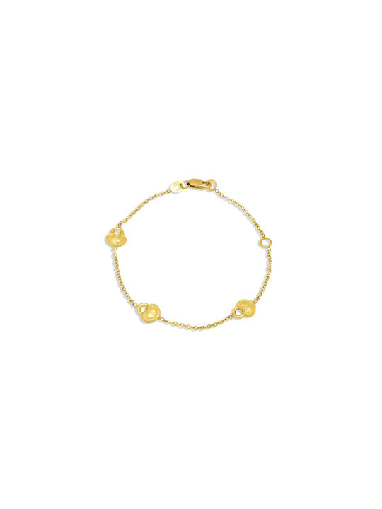 14K Gold Bracelet with Hearts