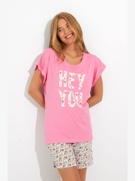 Harmony De vară Set Pijamale pentru Femei Roz Hey You
