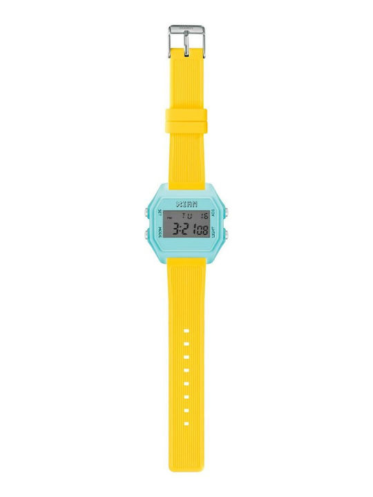 I AM Digital Women's Watch with Yellow Rubber Strap
