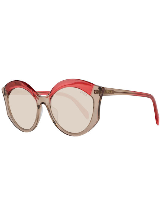 Emilio Pucci Women's Sunglasses with Multicolour Acetate Frame and Brown Lenses EP0146 45E