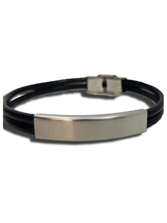 Men's leather bracelet black ABSOLUTE