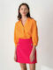 Emporio Grama Margi Langärmelig Damen Hemd Orange Monochrom