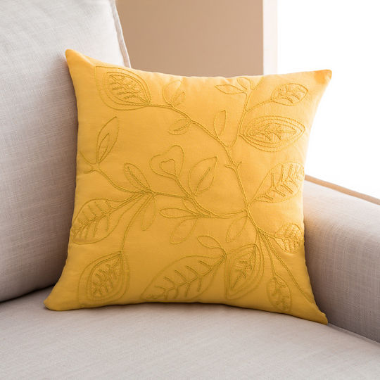 Gofis Home Διακοσμητική Μαξιλαροθήκη Pale 381 από 100% Βαμβάκι Sun Yellow 43x43εκ.
